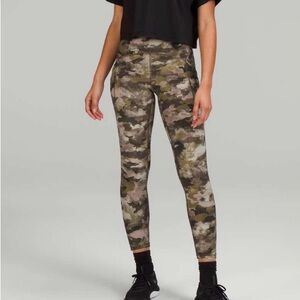 Lululemon Size 8 Power Thru High Rise Tight Heritage Camo Juniper Green Multi